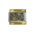 Green Camouflage Military Army Pattern Gold Trim Italian Charm (9mm)