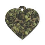 Green Camouflage Military Army Pattern Dog Tag Heart (One Side)