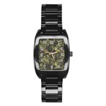 Green Camouflage Military Army Pattern Stainless Steel Barrel Watch