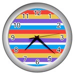 Stripes Pattern Design Lines Wall Clock (Silver)