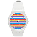 Stripes Pattern Design Lines Round Plastic Sport Watch (M)