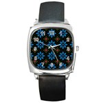 Flowers Pattern Floral Seamless Square Metal Watch