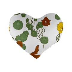 Nasturtium Flowers Plant Leaves Standard 16  Premium Heart Shape Cushions from ArtsNow.com Front