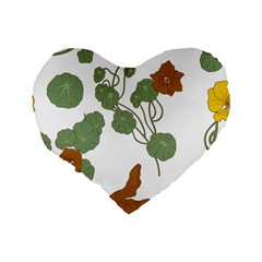 Nasturtium Flowers Plant Leaves Standard 16  Premium Heart Shape Cushions from ArtsNow.com Back
