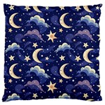 Night Moon Seamless Large Premium Plush Fleece Cushion Case (Two Sides)