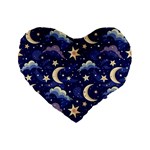 Night Moon Seamless Standard 16  Premium Flano Heart Shape Cushions