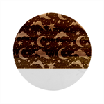 Night Moon Seamless Marble Wood Coaster (Round)