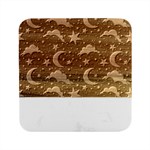 Night Moon Seamless Marble Wood Coaster (Square)