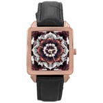 Mandala Design Pattern Rose Gold Leather Watch 