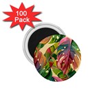 Monstera Colorful Leaves Foliage 1.75  Magnets (100 pack) 