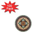 Mandala Floral Decorative Flower 1  Mini Buttons (100 pack) 
