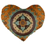Mandala Floral Decorative Flower Large 19  Premium Flano Heart Shape Cushions