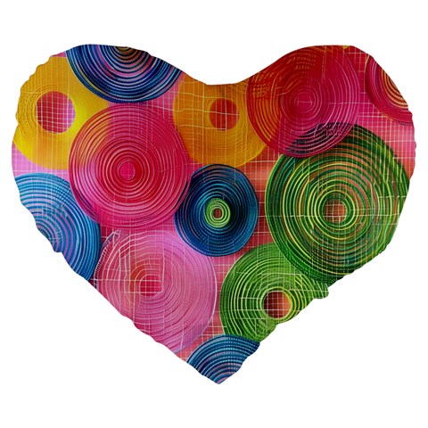 Colorful Abstract Patterns Large 19  Premium Flano Heart Shape Cushions from ArtsNow.com Front