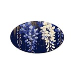 Solid Color Background With Royal Blue, Gold Flecked , And White Wisteria Hanging From The Top Sticker Oval (10 pack)