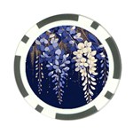 Solid Color Background With Royal Blue, Gold Flecked , And White Wisteria Hanging From The Top Poker Chip Card Guard