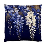Solid Color Background With Royal Blue, Gold Flecked , And White Wisteria Hanging From The Top Standard Cushion Case (One Side)