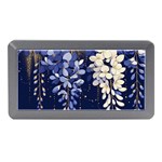 Solid Color Background With Royal Blue, Gold Flecked , And White Wisteria Hanging From The Top Memory Card Reader (Mini)