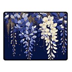 Solid Color Background With Royal Blue, Gold Flecked , And White Wisteria Hanging From The Top Two Sides Fleece Blanket (Small)