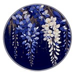 Solid Color Background With Royal Blue, Gold Flecked , And White Wisteria Hanging From The Top Wireless Fast Charger(White)