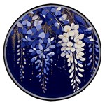 Solid Color Background With Royal Blue, Gold Flecked , And White Wisteria Hanging From The Top Wireless Fast Charger(Black)