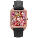 Abstract wings Rose Gold Leather Watch 