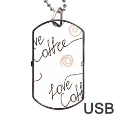 Seamless Pattern Coffee Text Dog Tag USB Flash (Two Sides) from ArtsNow.com Front