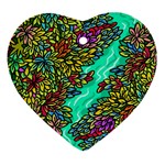Background Leaves River Nature Heart Ornament (Two Sides)