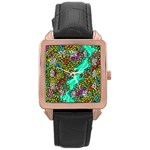 Background Leaves River Nature Rose Gold Leather Watch 
