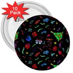 New Year Christmas Background 3  Buttons (10 pack) 