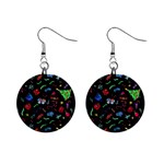 New Year Christmas Background Mini Button Earrings