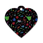 New Year Christmas Background Dog Tag Heart (Two Sides)