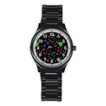 New Year Christmas Background Stainless Steel Round Watch