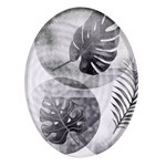 Vintage Retro Boho Background Leaves Botanical Oval Glass Fridge Magnet (4 pack)