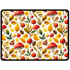Mushroom Autumn Fall Two Sides Fleece Blanket (Large) from ArtsNow.com 80 x60  Blanket Front