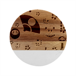 Assorted Illustration Lot Japan Fundal Japanese Marble Wood Coaster (Round)