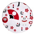 Assorted Illustration Lot Japan Fundal Japanese Round Glass Fridge Magnet (4 pack)