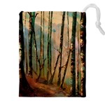 Woodland Woods Forest Trees Nature Outdoors Cellphone Wallpaper Mist Moon Background Artwork Book Co Drawstring Pouch (4XL)