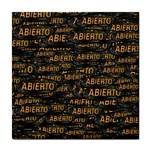 Abierto neon lettes over glass motif pattern Tile Coaster