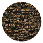 Abierto neon lettes over glass motif pattern Magnet 5  (Round)