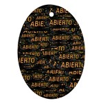 Abierto neon lettes over glass motif pattern Oval Ornament (Two Sides)