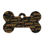 Abierto neon lettes over glass motif pattern Dog Tag Bone (Two Sides)