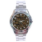 Abierto neon lettes over glass motif pattern Stainless Steel Analogue Watch