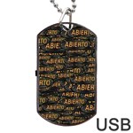 Abierto neon lettes over glass motif pattern Dog Tag USB Flash (One Side)