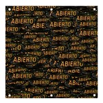 Abierto neon lettes over glass motif pattern Banner and Sign 4  x 4 