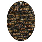 Abierto neon lettes over glass motif pattern UV Print Acrylic Ornament Oval