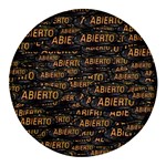 Abierto neon lettes over glass motif pattern Round Glass Fridge Magnet (4 pack)