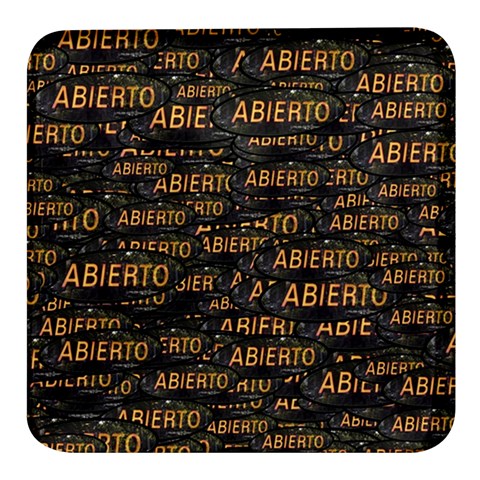 Abierto neon lettes over glass motif pattern Square Glass Fridge Magnet (4 pack) from ArtsNow.com Front