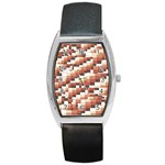 ChromaticMosaic Print Pattern Barrel Style Metal Watch