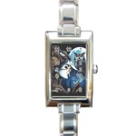Steampunk Woman With Owl 2 Steampunk Woman With Owl Woman With Owl Strap Rectangle Italian Charm Watch