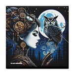 Steampunk Woman With Owl 2 Steampunk Woman With Owl Woman With Owl Strap Tile Coaster